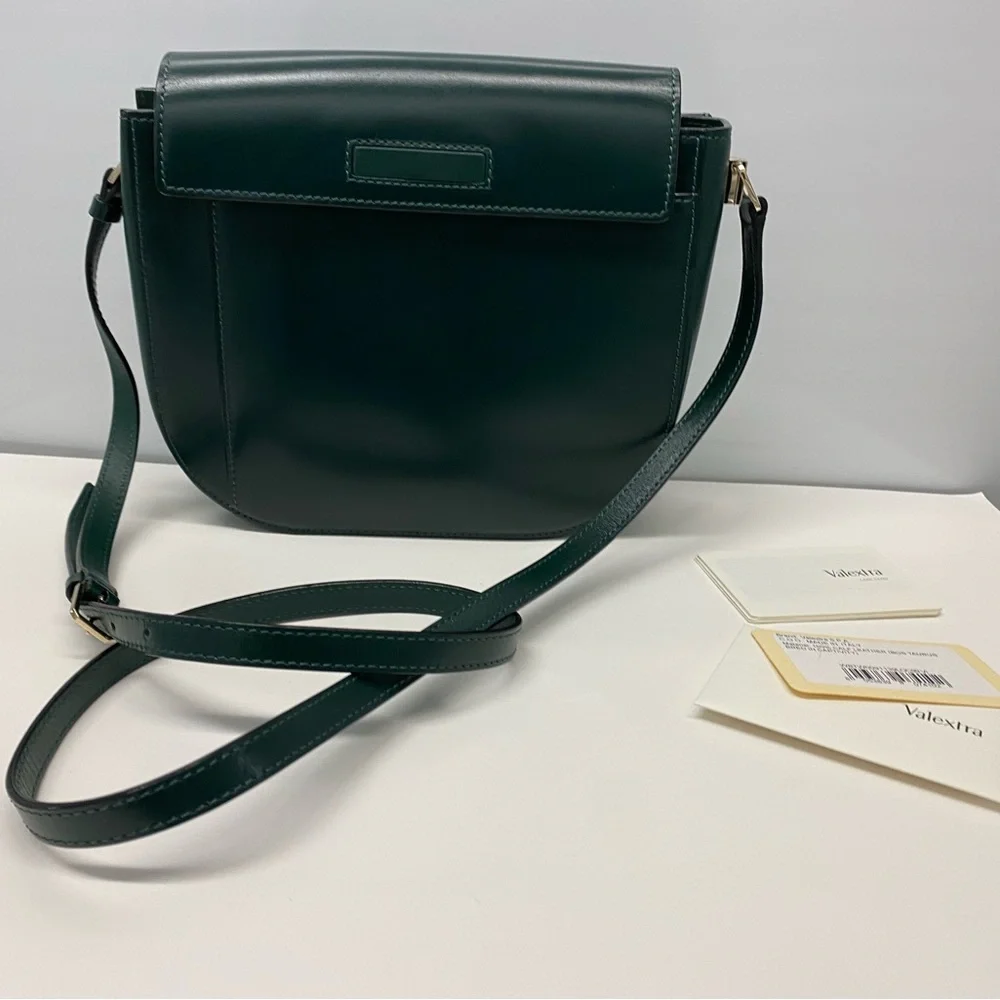 NWT VALEXTRA green LEATHER TWIST CROSSBODY handbag bag - Picture 12 of 14